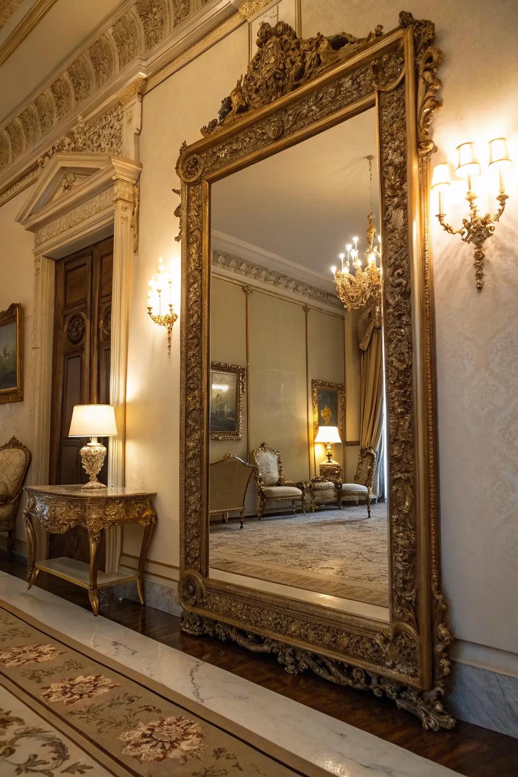With a stunning statement mirror, enhance light and space.