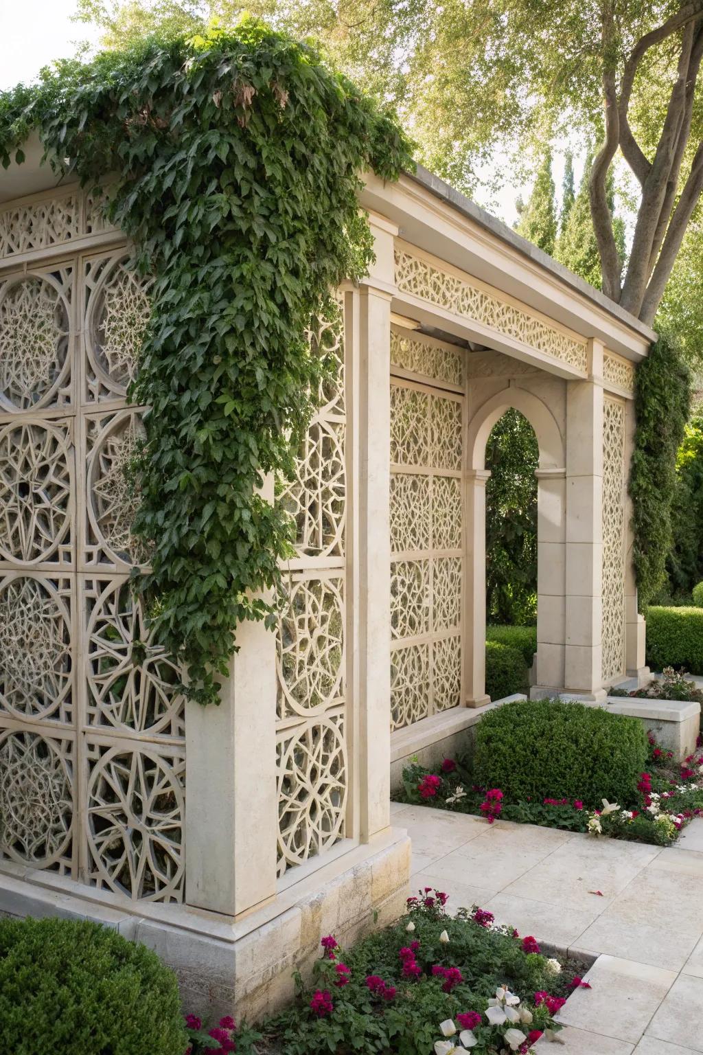 A trellis adorned with intricate geometric motifs, ensuring visual intrigue.