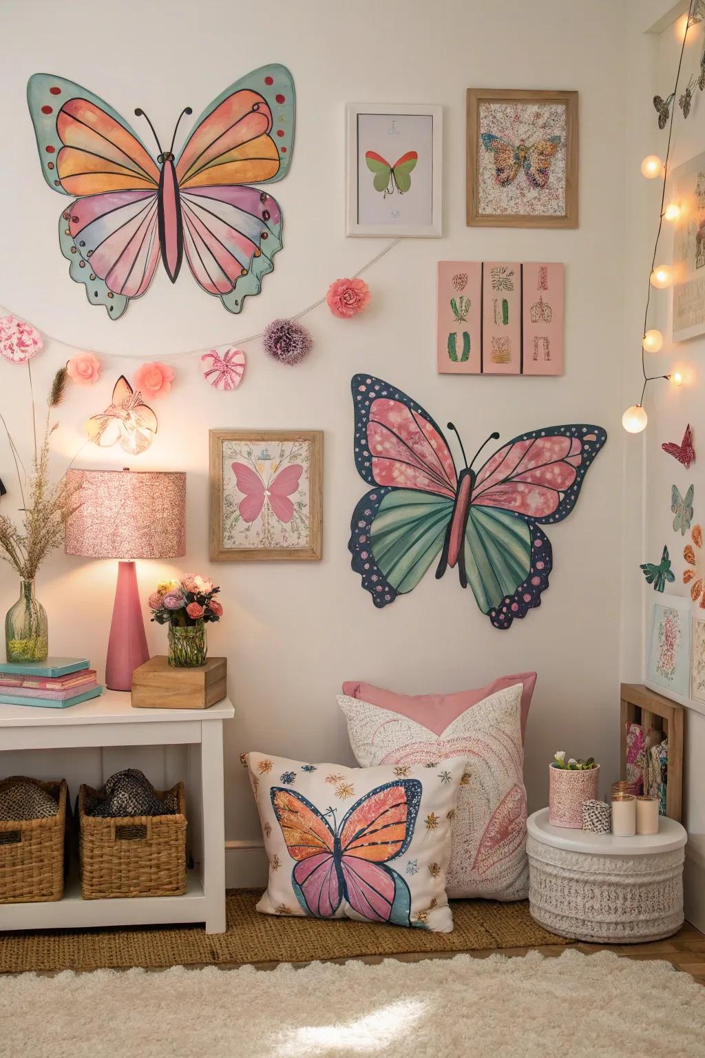 A whimsical space brought to life with lepidopteron-inspired aesthetics.