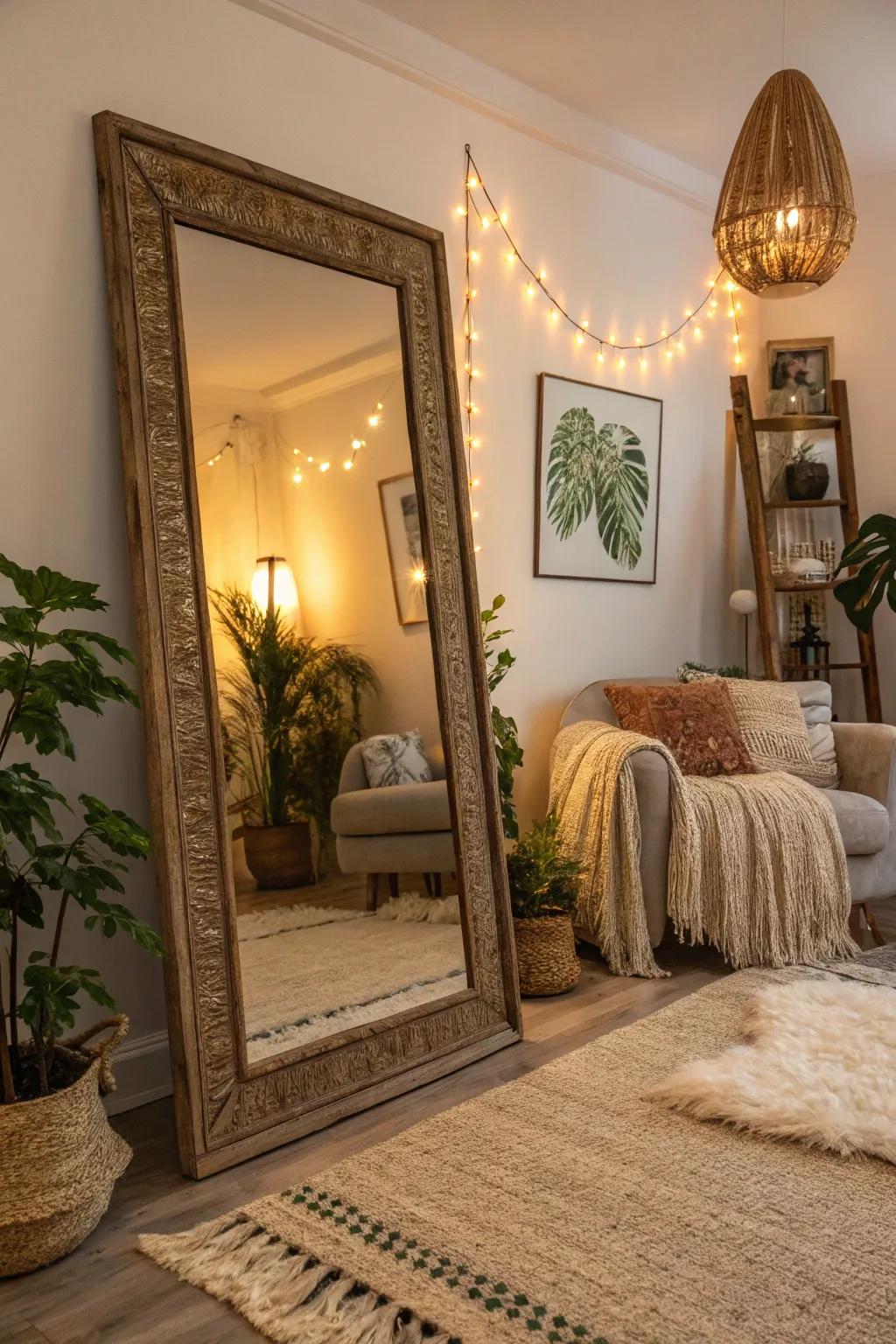 A statement reflector enhances space and light, adding depth to your room.