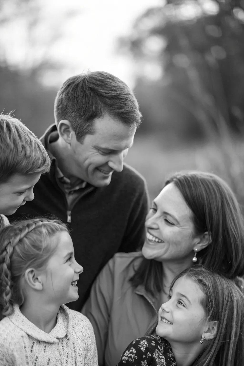 Monochrome photography adds an elegant and ageless nuance to family portraits.