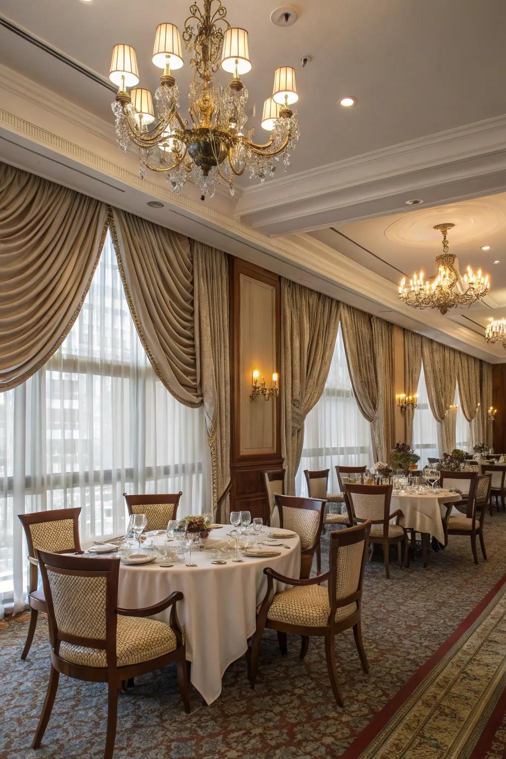 Silken fabrics furnish a luxurious sensation over blinds.