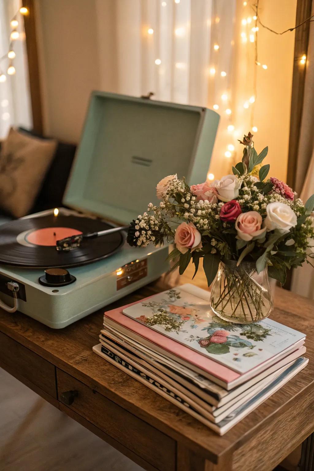 A nostalgic configuration through a sentimental playlist prepared to play.