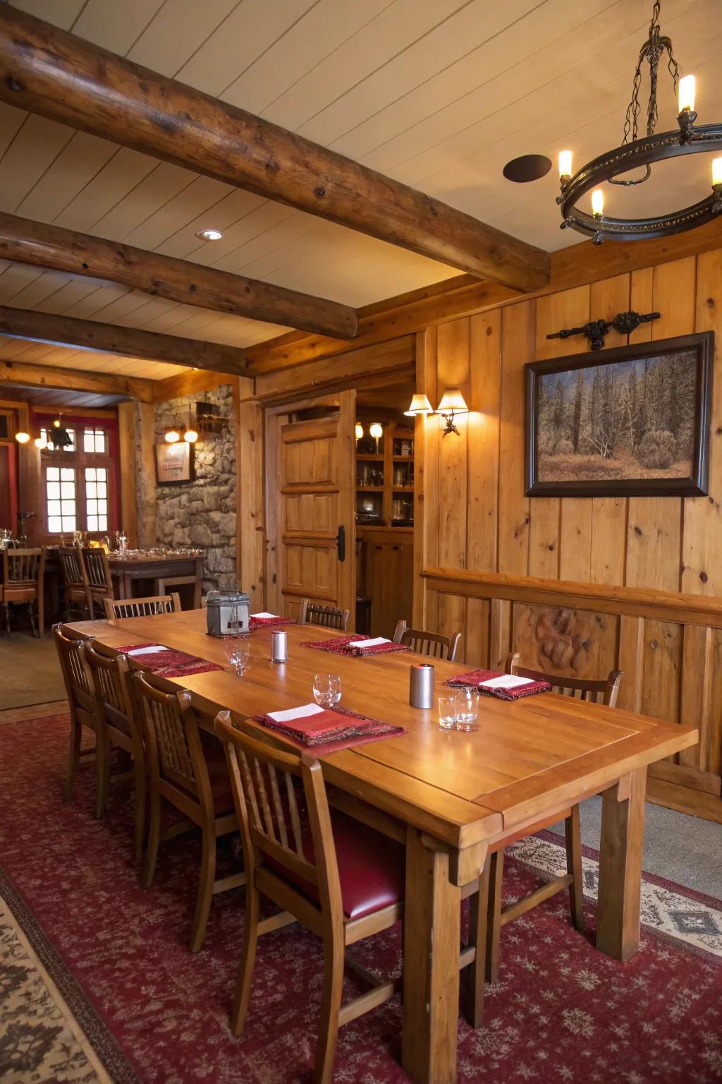 Russet finish grants a rustic, cordial element.