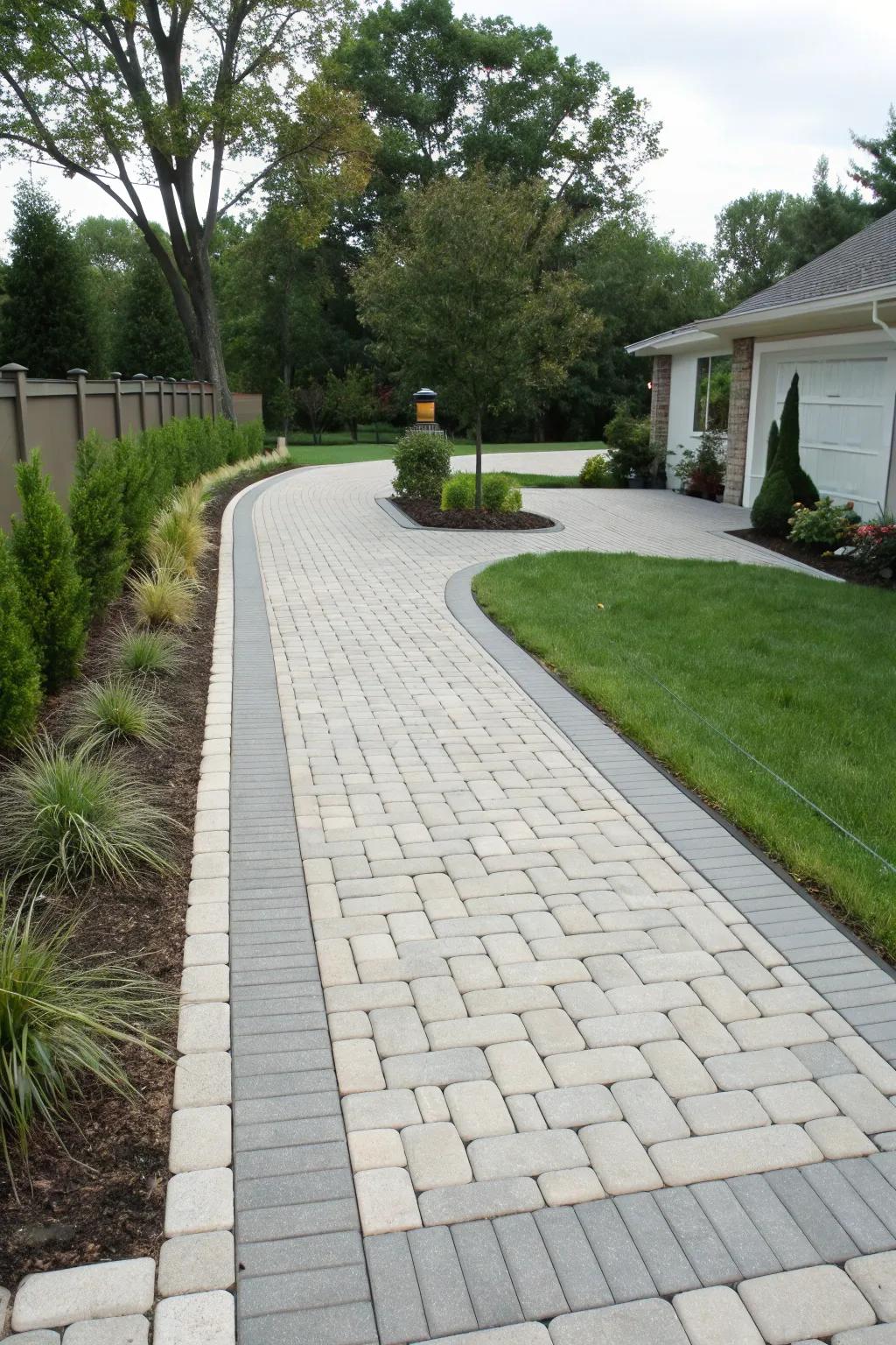 Uniform transition zones interconnect driveways and routes beautifully.