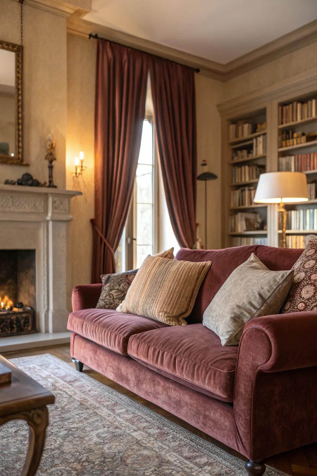 Magnificent fabrics exude opulence and solace.