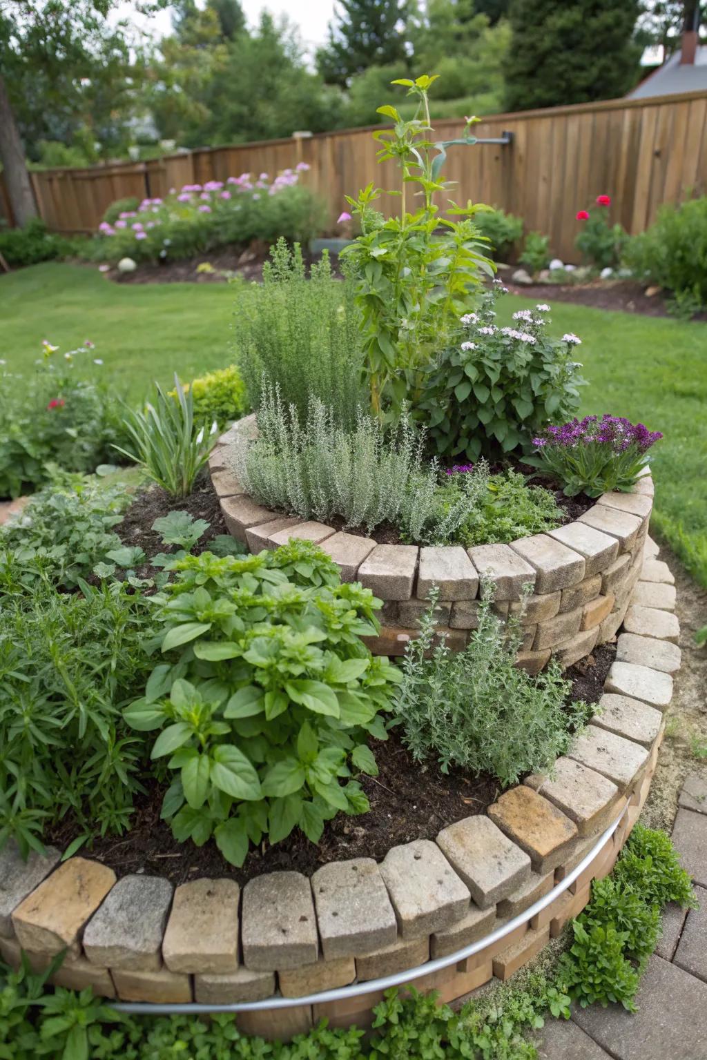 An herb winding combines function with aesthetic appeal.