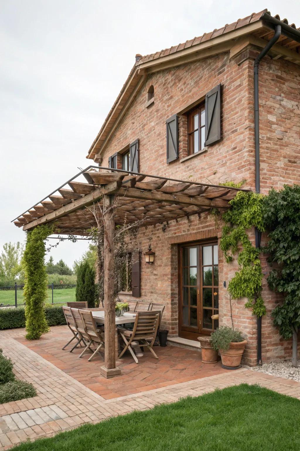 A pergola affords a charming outdoor sanctuary.