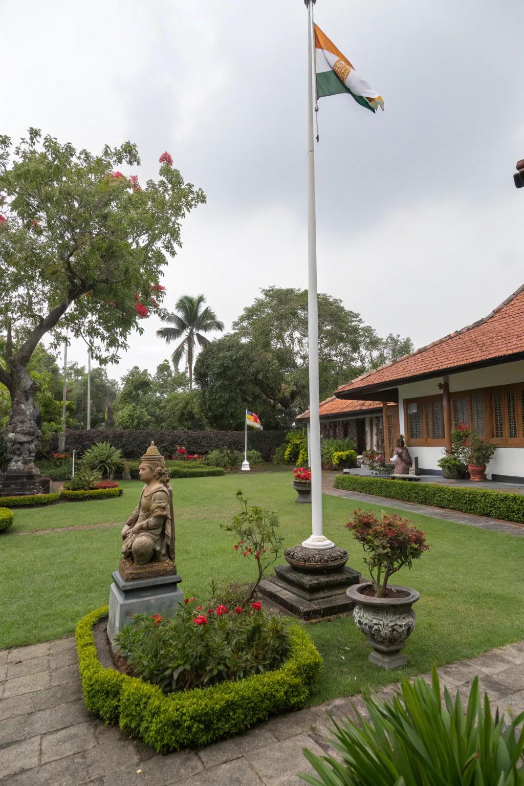 Cultural components personalize and enrich flagpole settings.