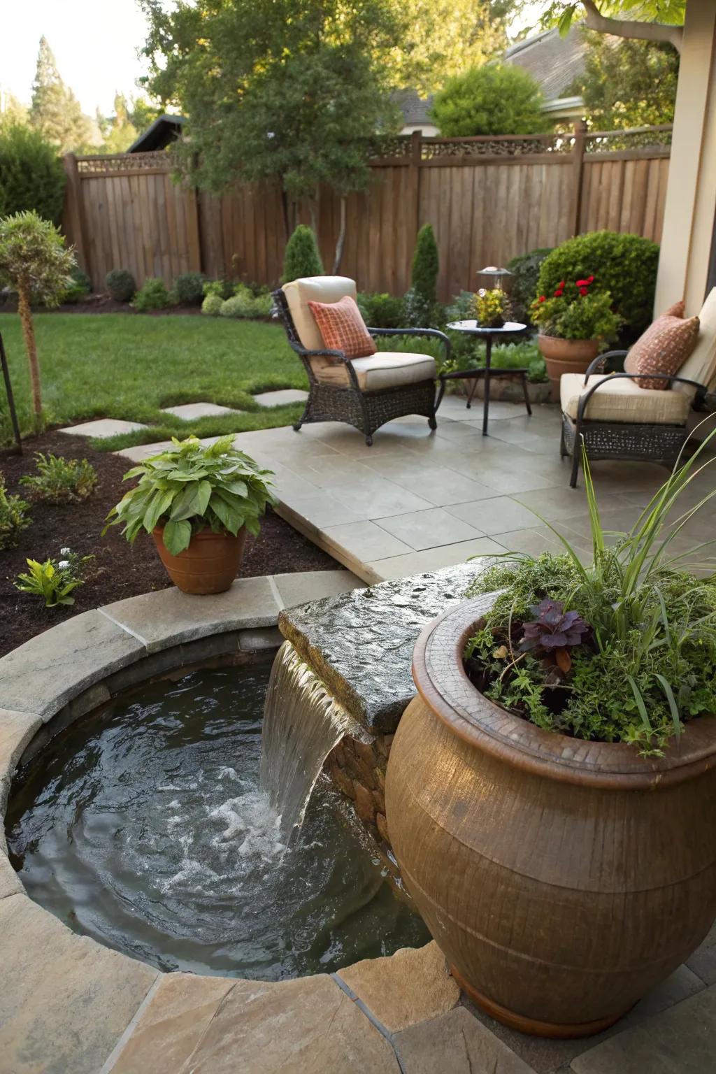 Water features add tranquility and elegance to porch designs.
