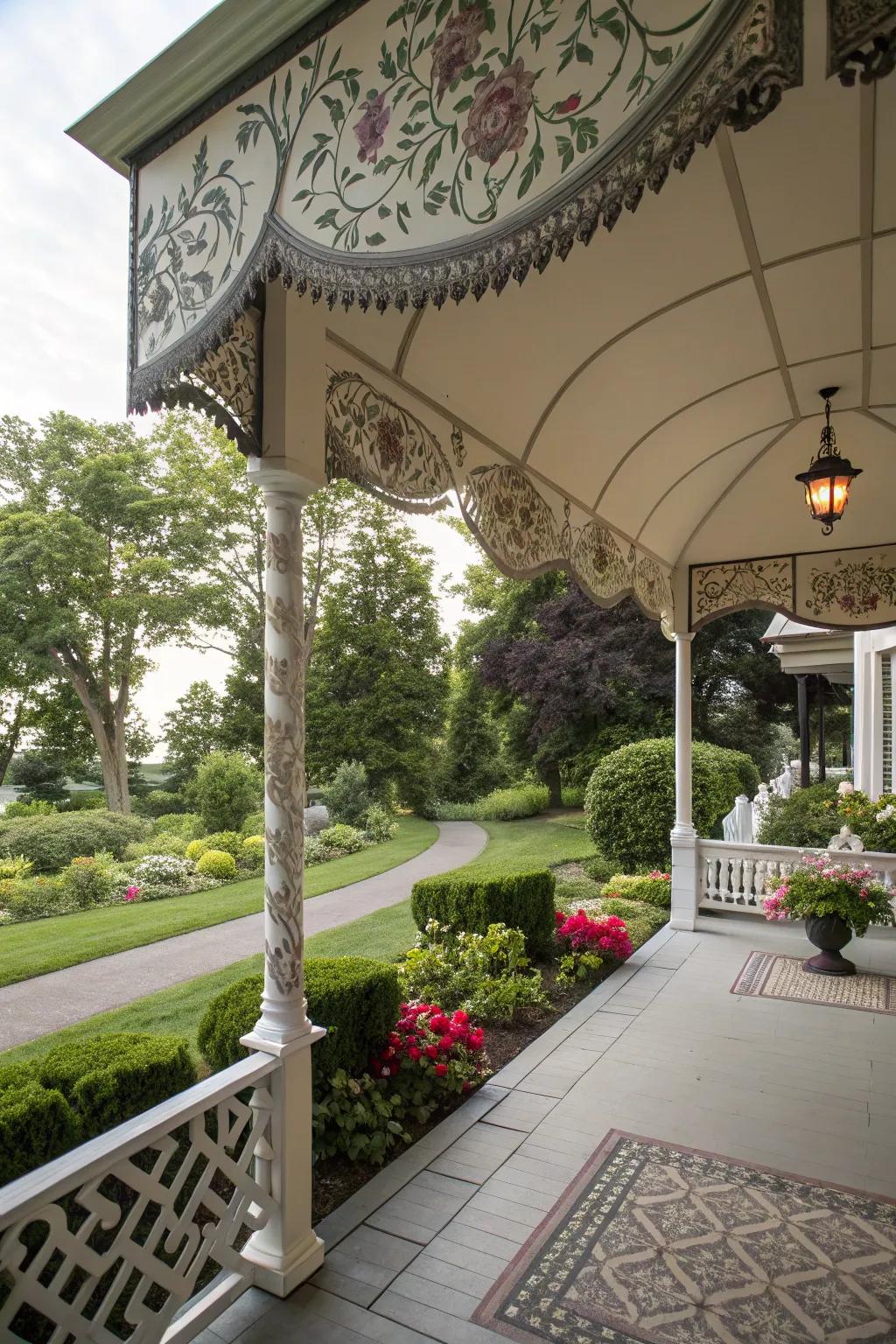 An artistic awning transforms your porch into a masterpiece.