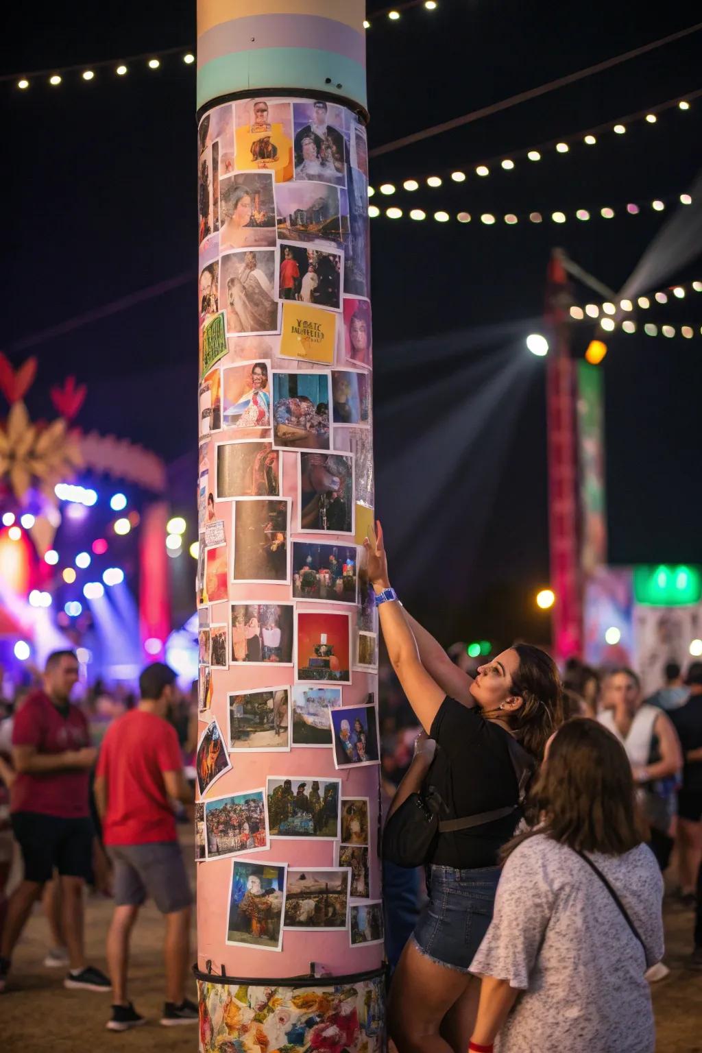 Individual portrait totems share stories and memories with the event community.