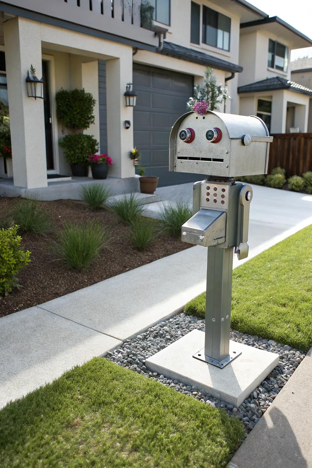 An automaton mailbox that transports a fragment of futuristic flair.