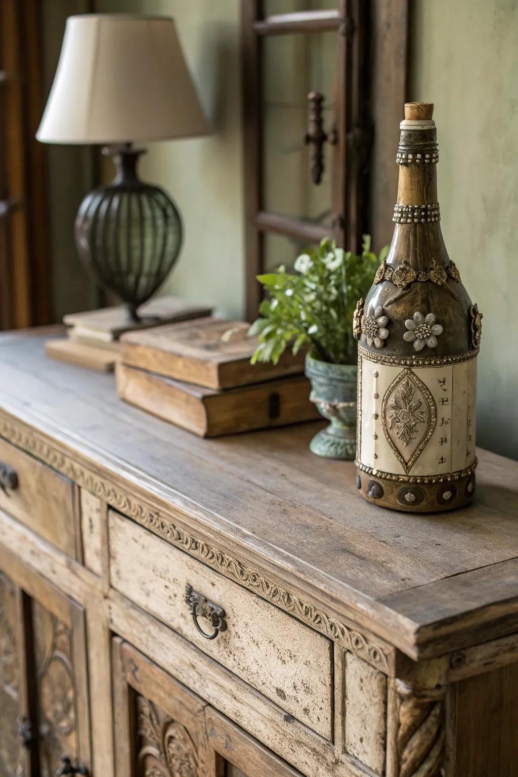 Bottles with vintage inspiration adding timeless charm.