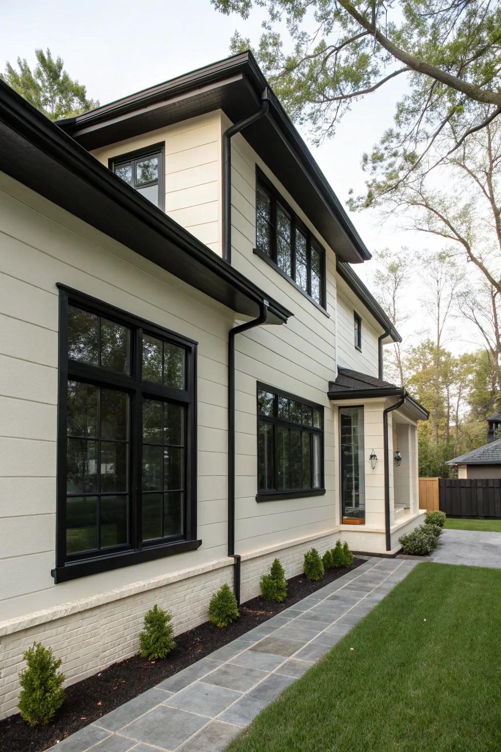 Black trims afford a sleek and modern contrast.