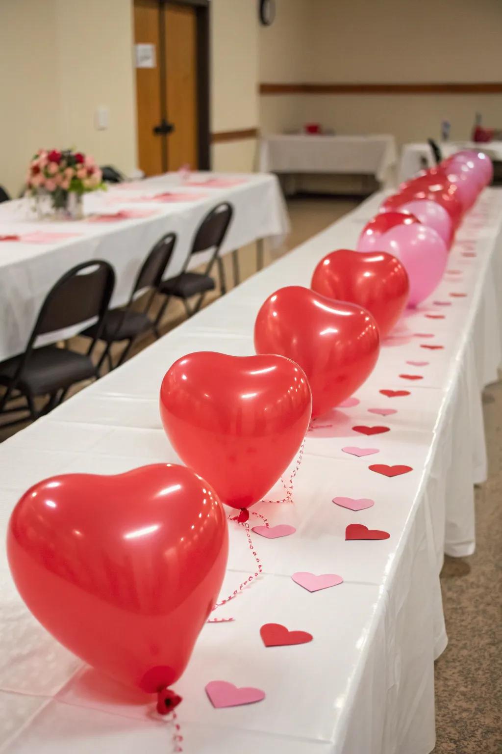 A singular heart inflatable table runner for standout ornamentation.