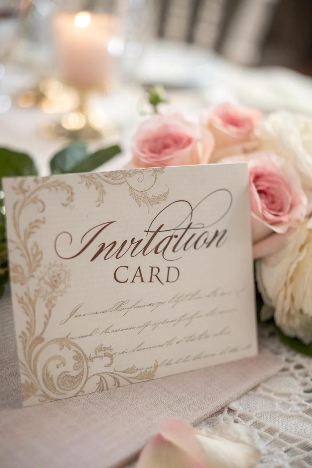 Script contributes timeless elegance to your invitations.
