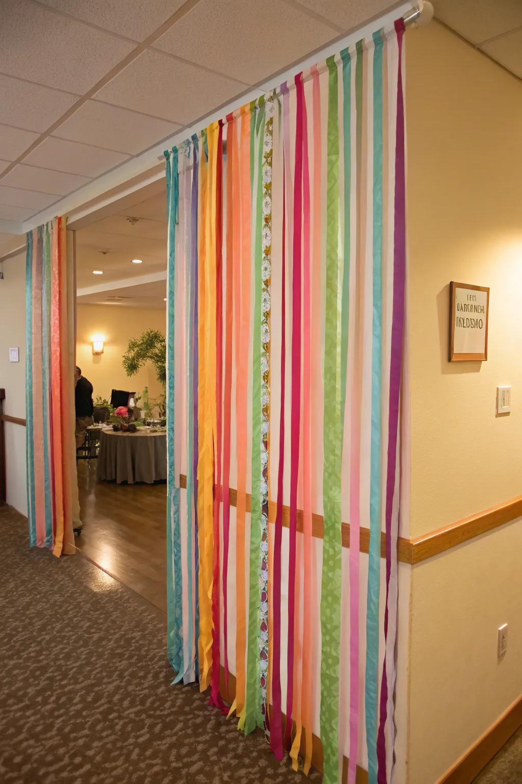 Delineate spaces creatively with a ribbon chamber divider.