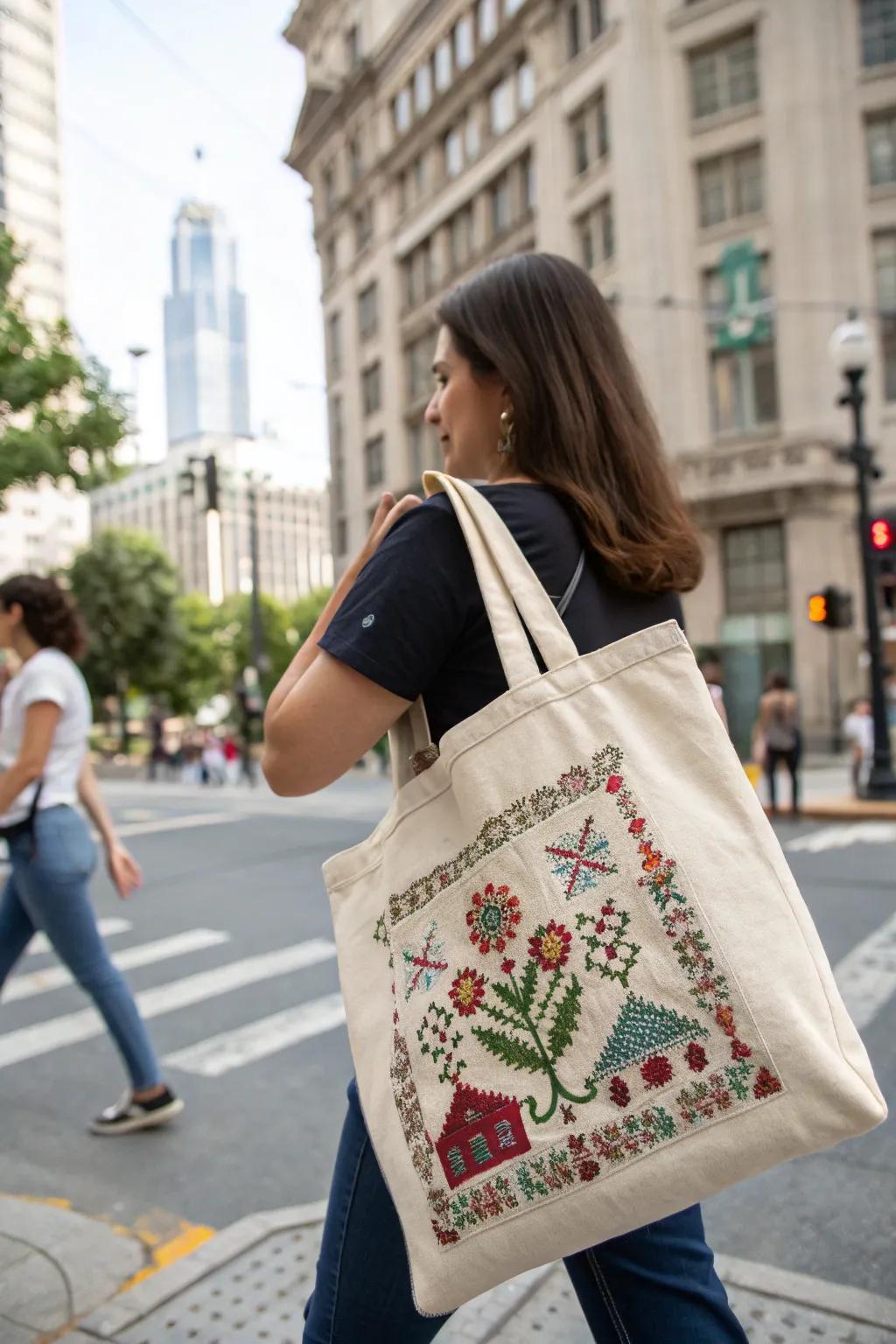 Cross stitch tote bags are both practical and stylish