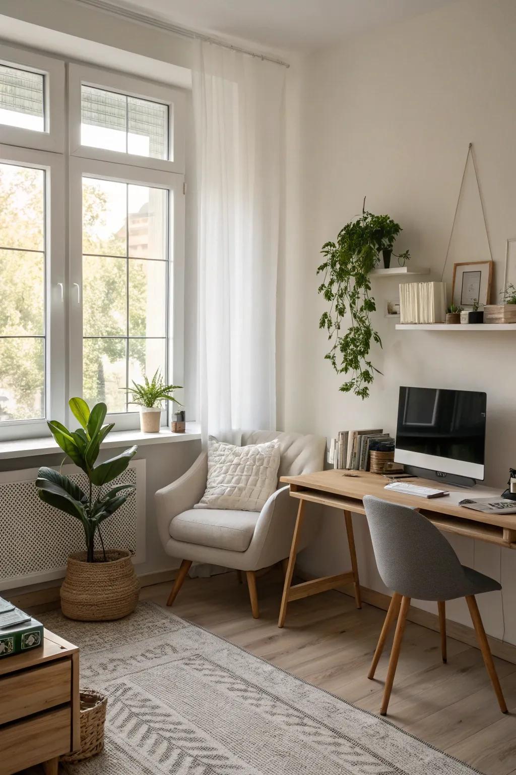 A minimalist living space embodying simplicity and functionality.