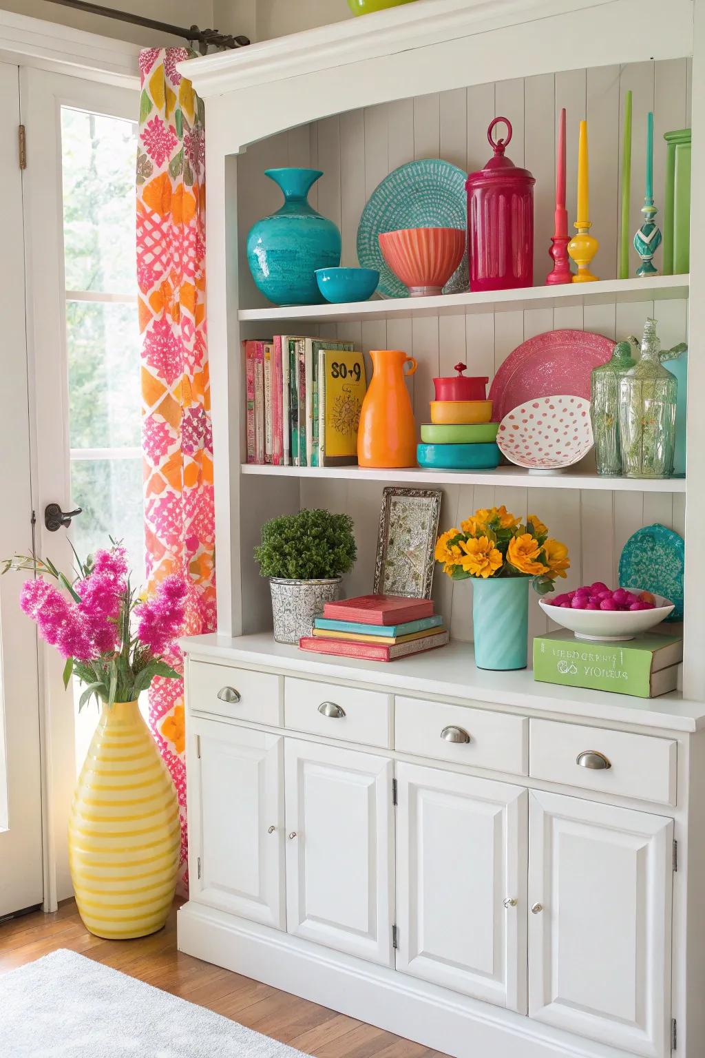 Vibrant colors inject energy and vibrancy into this hutch.