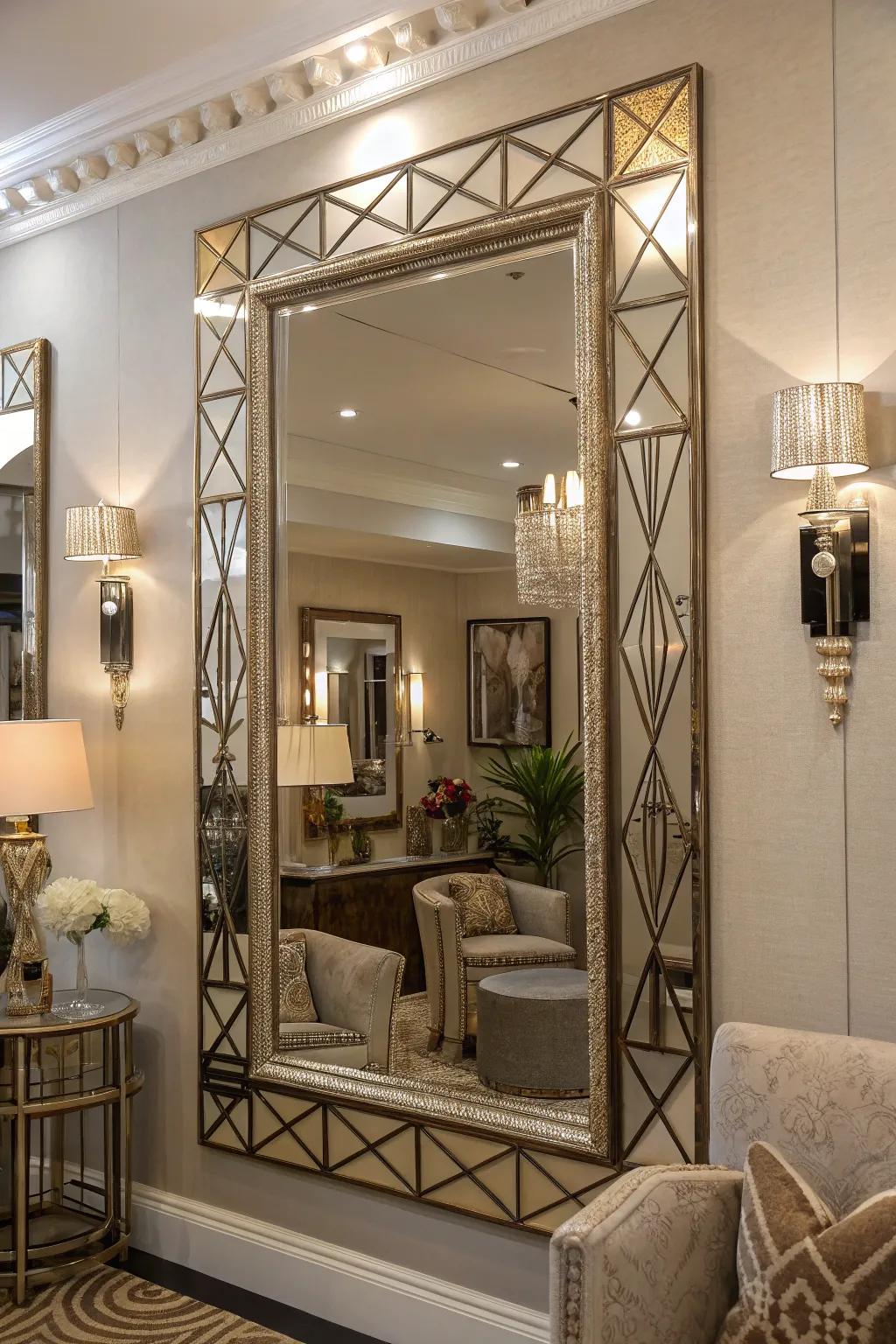 Deco reflections create depth and reflect illumination beautifully.