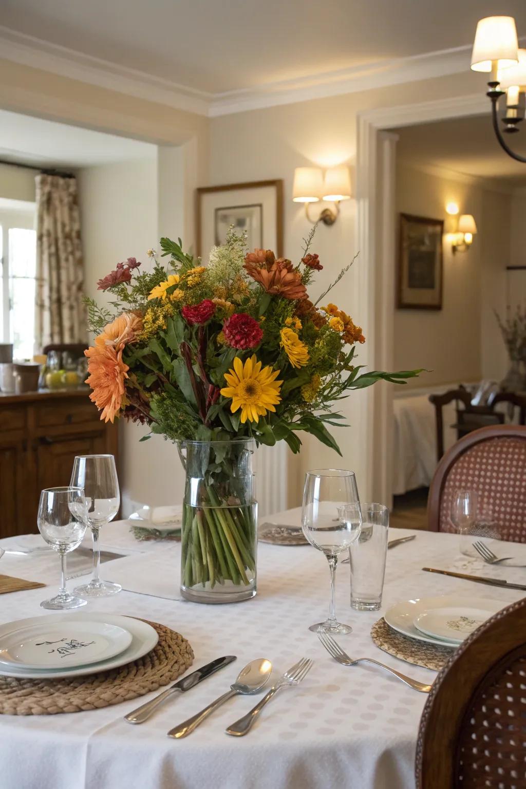 Periodic decor keeps the dining area lively and inviting.