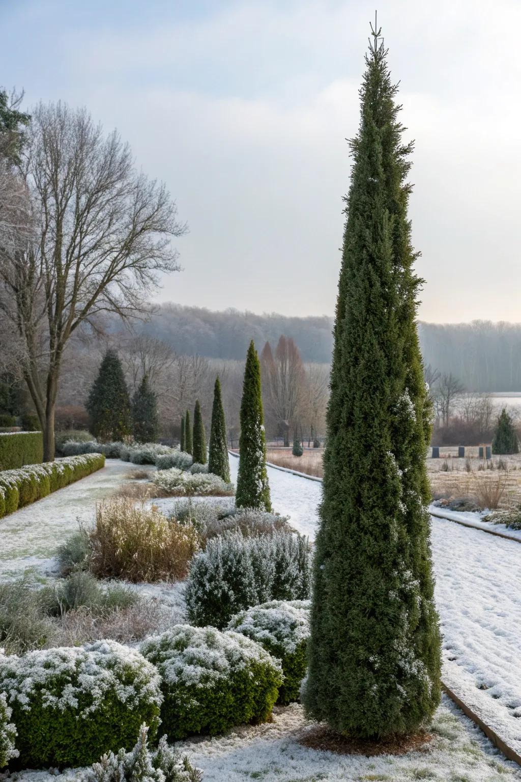 Thuja maintain your garden vibrant through winter's chill.
