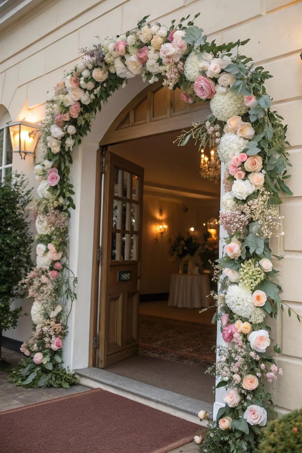 Floral garlands add a natural and elegant touch to the decor.