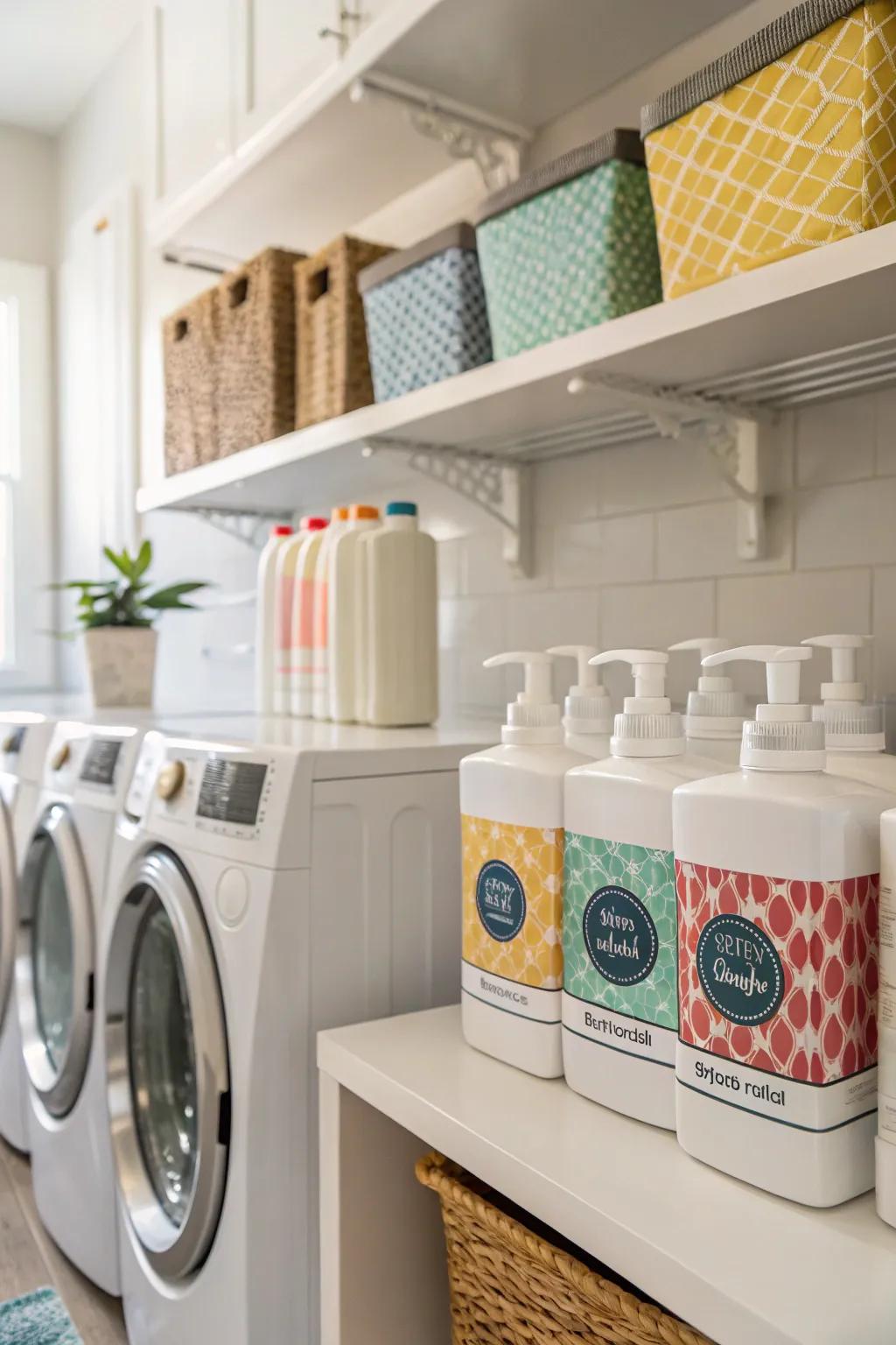 Ornamental labels add a personal impression to your laundry dispensers.