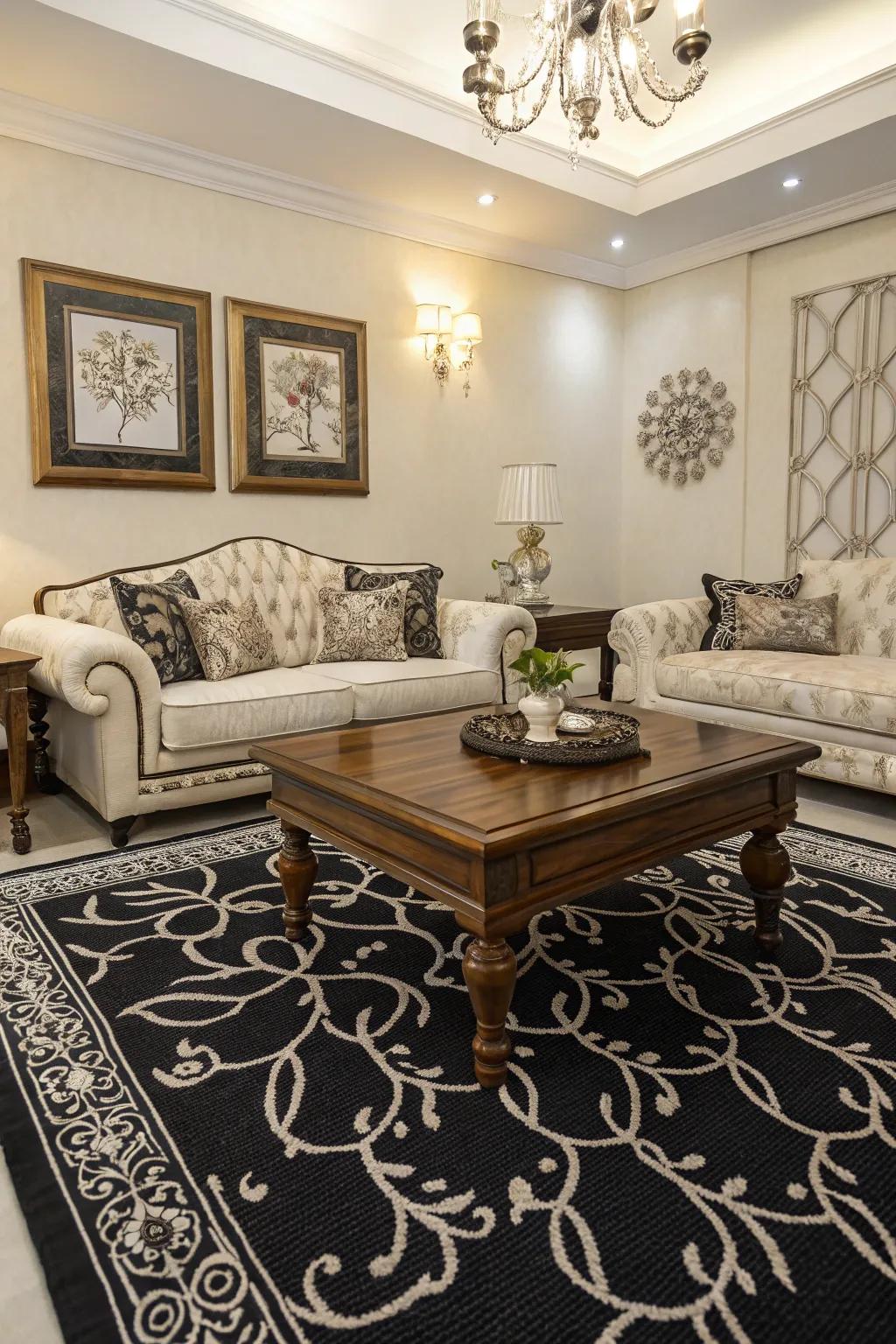 Dark and light carpets offer ageless sophistication.