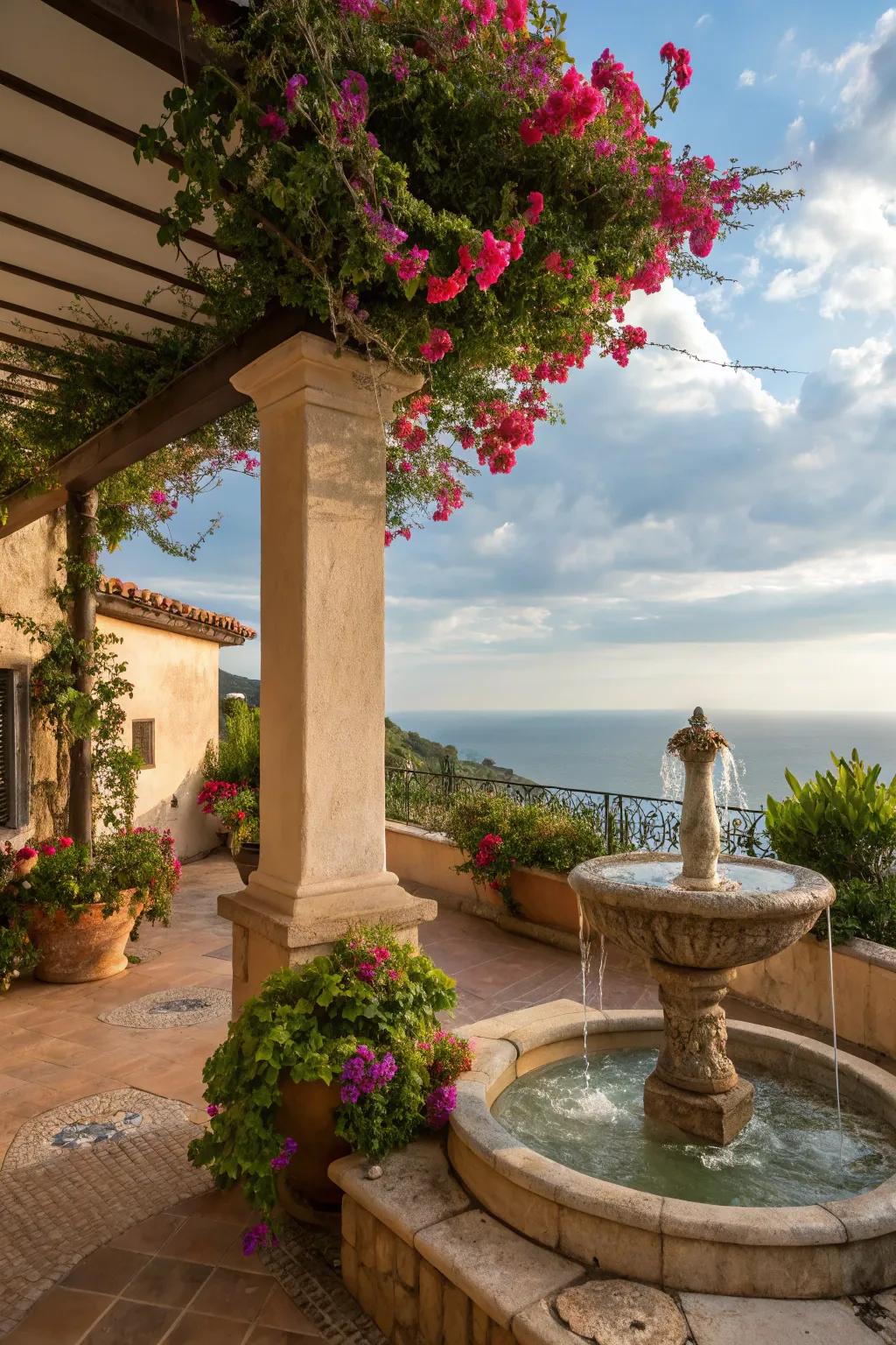 Water features creating a serene and soothing environment.