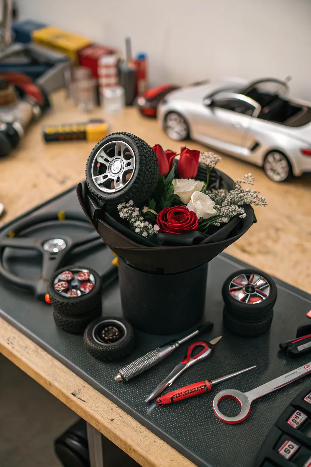 Ageless ride adorer's arrangement, a classic gift for ride fans.