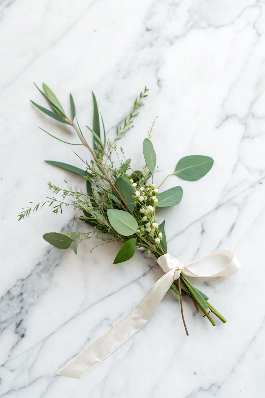 Minimalist greenery provides sleek sophistication.
