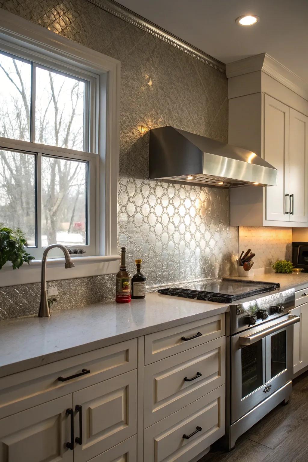 A kitchen showcasing a SatinShine finish backsplash.