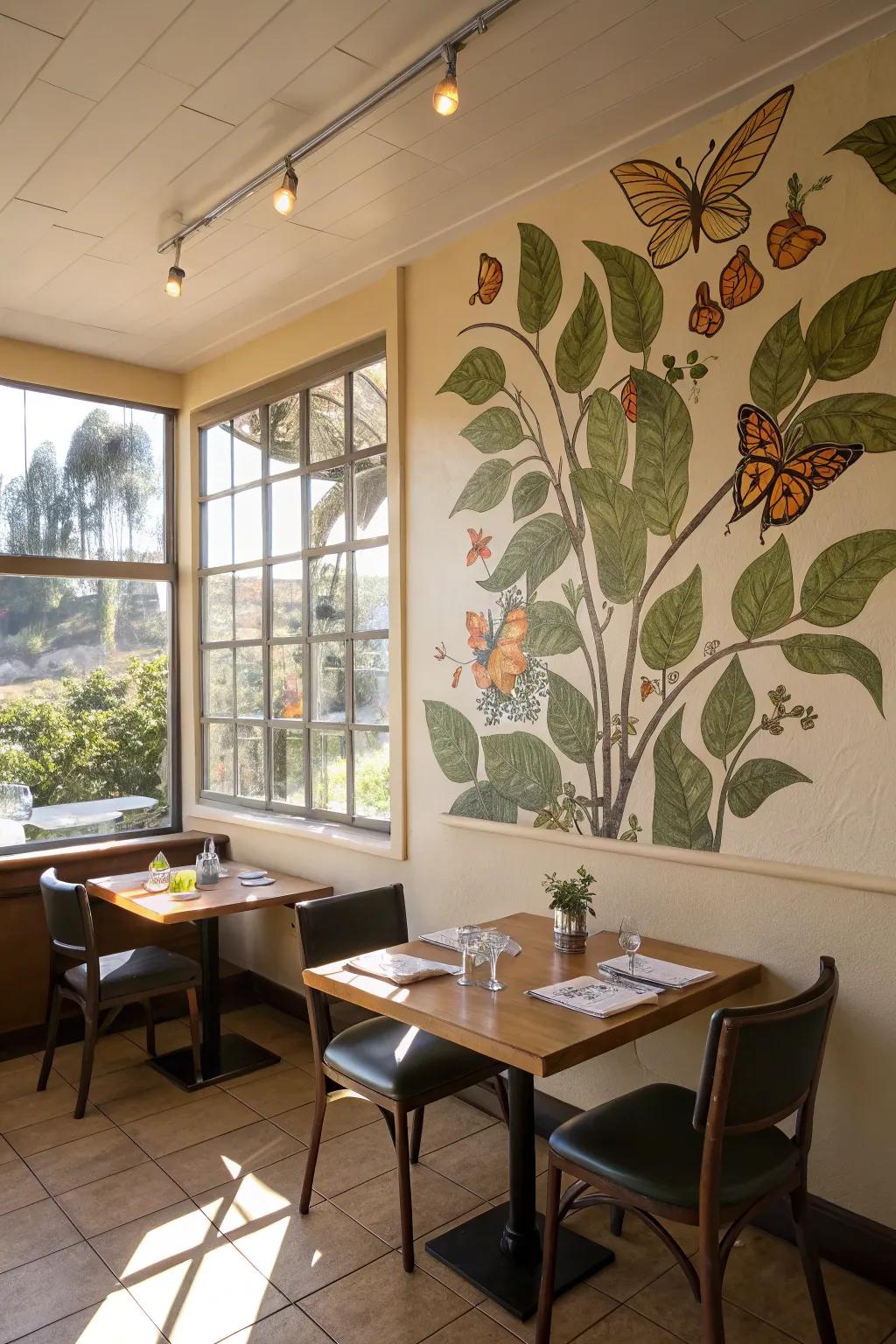 Foliage transforms into lepidoptera, introducing elegance and grace to your decor.