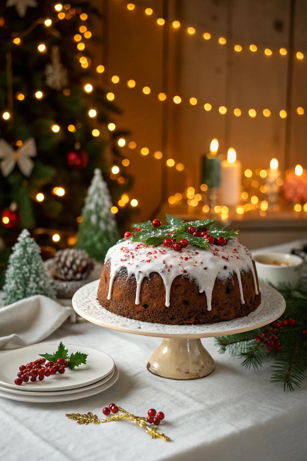 Christmas cake with edible glitter glamour