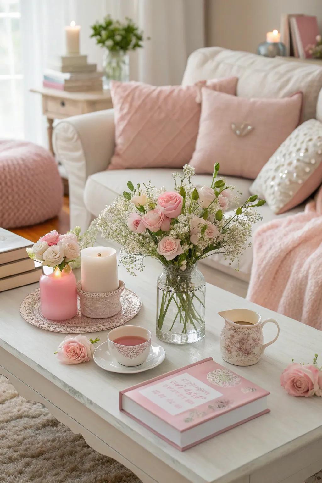 Delicate tones and surfaces create a quieting atmosphere.