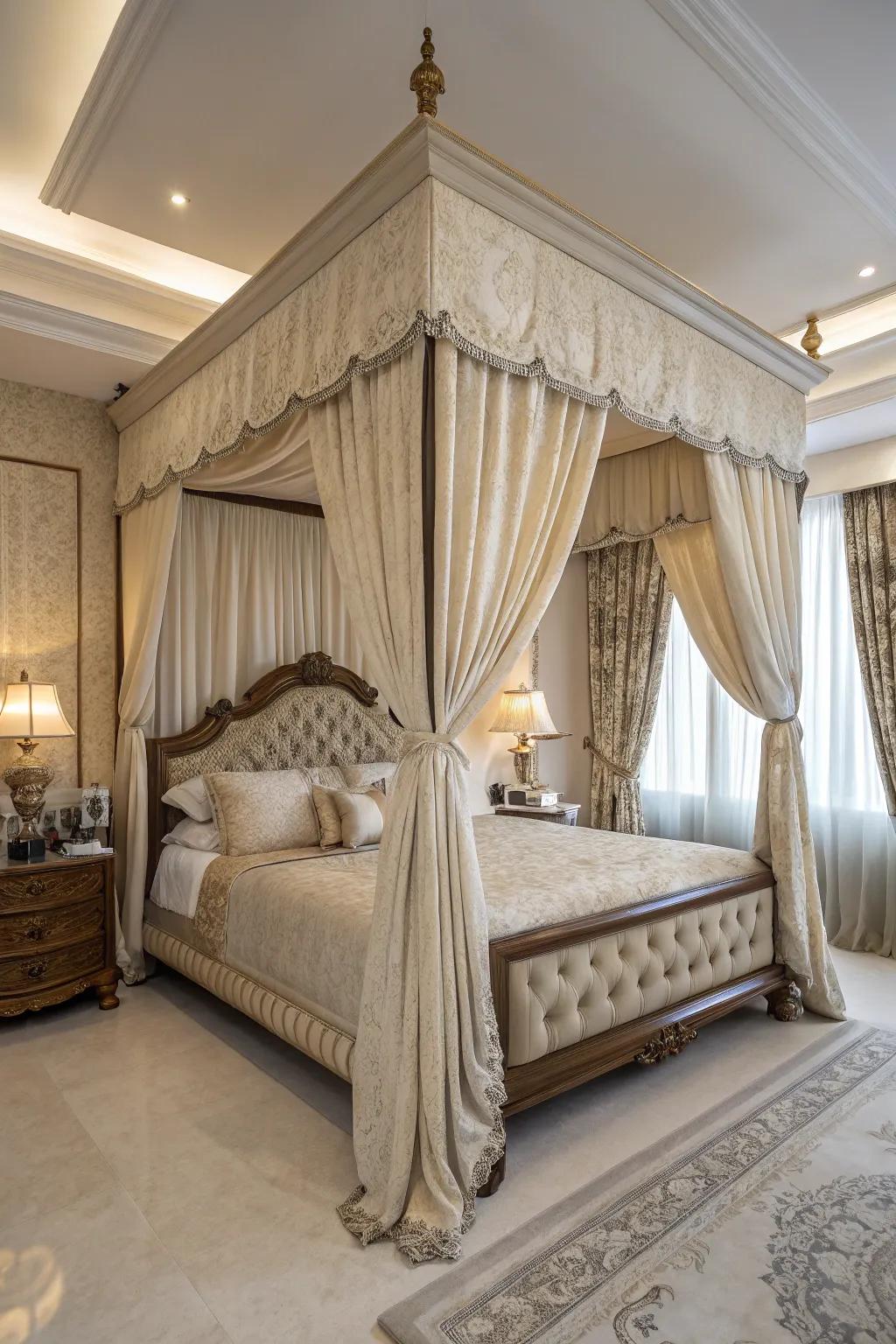 A canopy bed introduces a trace of luxury and helps to make a dreamy space.
