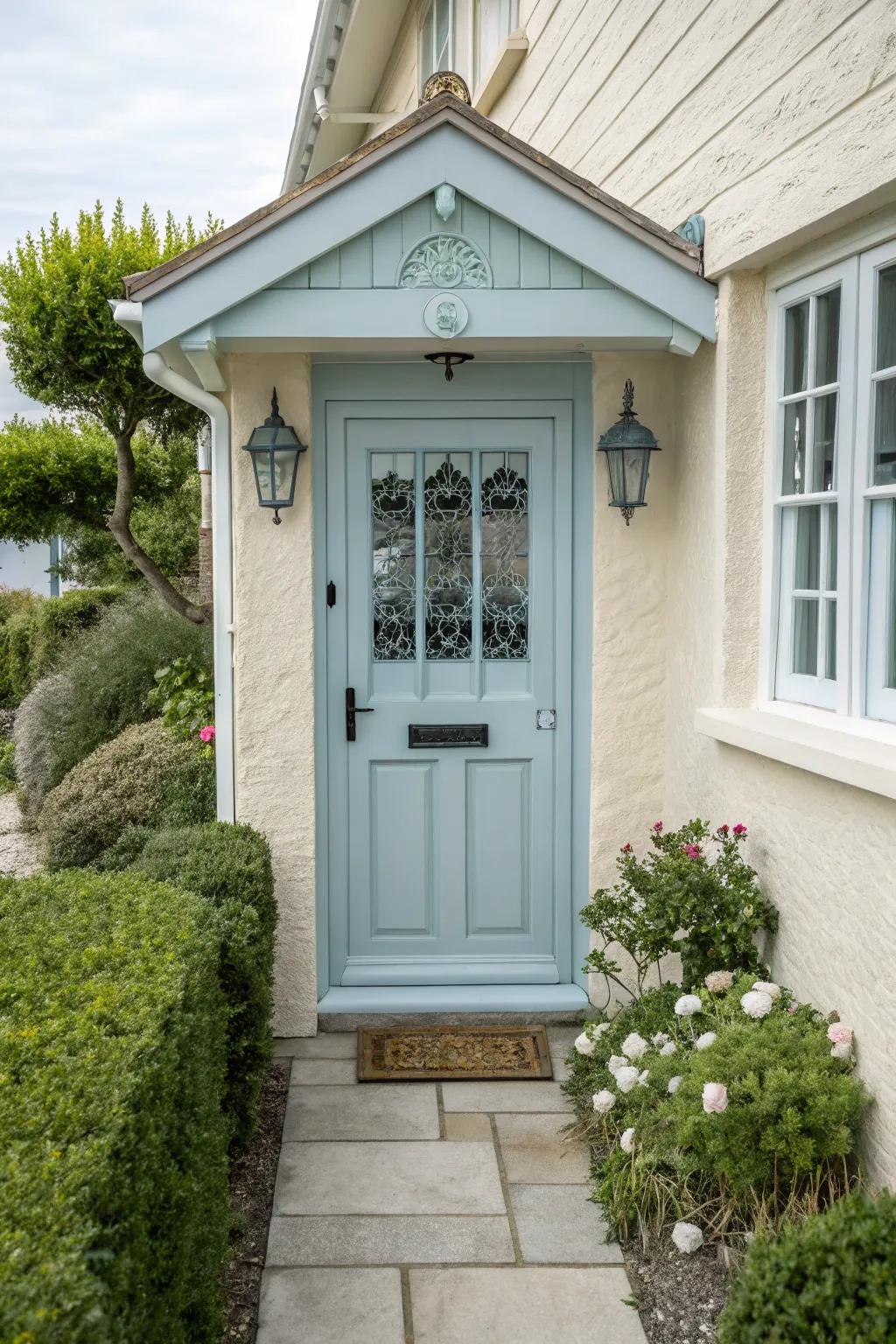 Coastal-styled doors offer a tranquil and inviting atmosphere.