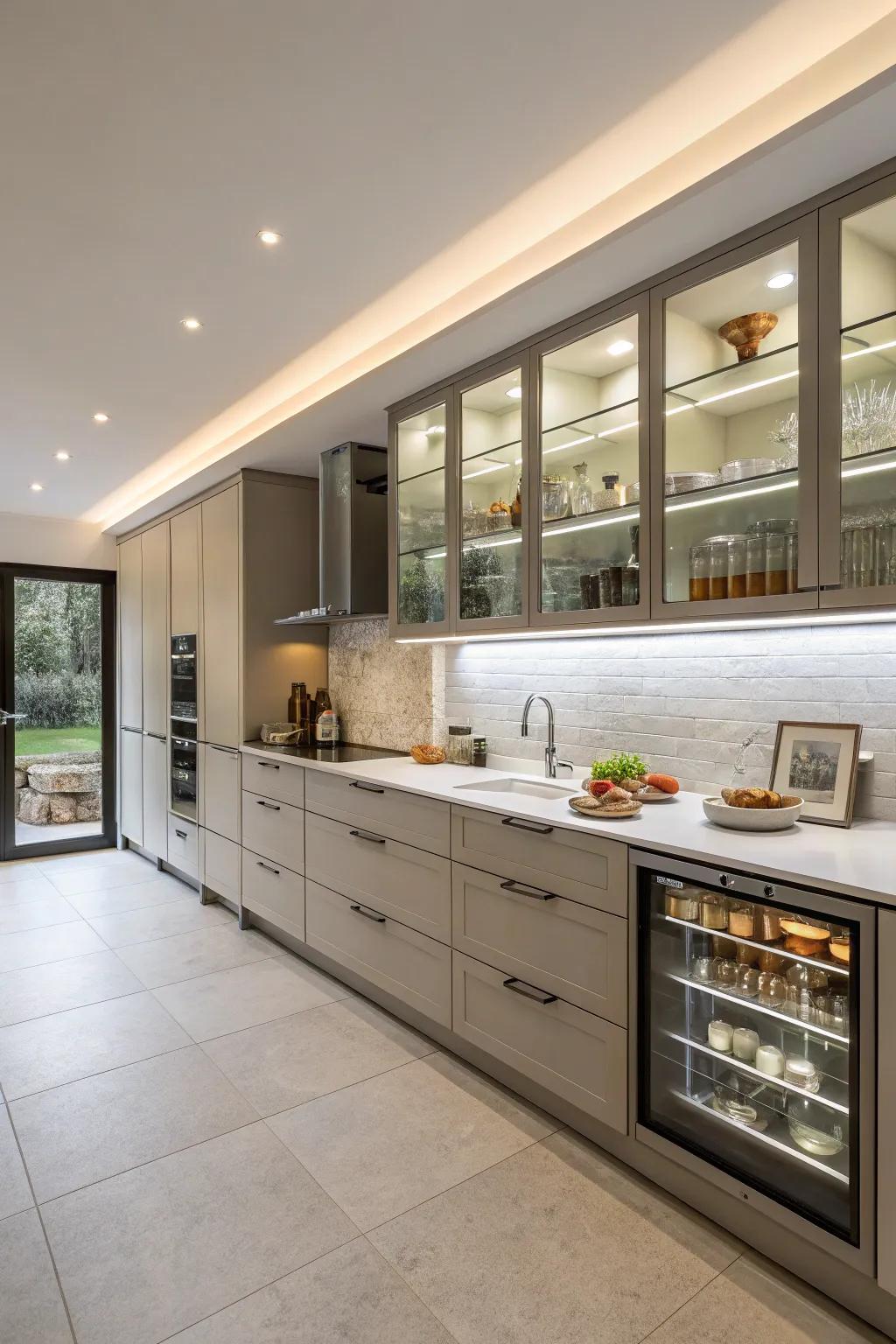 Floating base cabinets add a modern, airy feel.