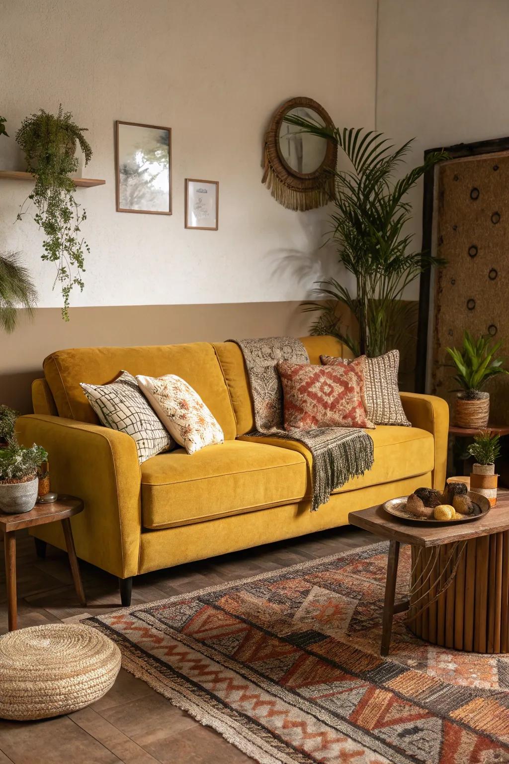 Earthy tones provide balance and warmth.