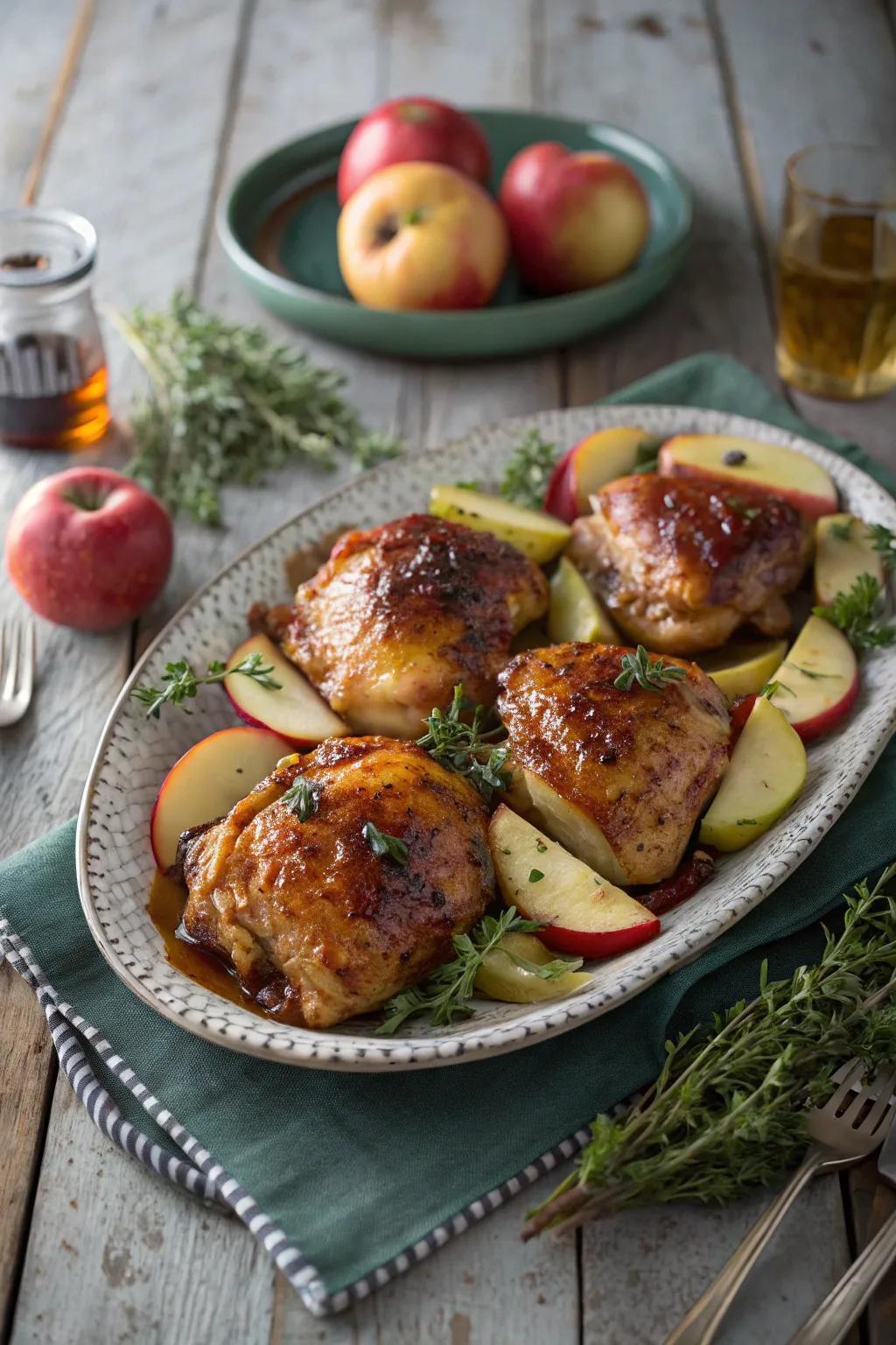 Cider glazed fowl pieces: A saturated and flavorful fall meal.