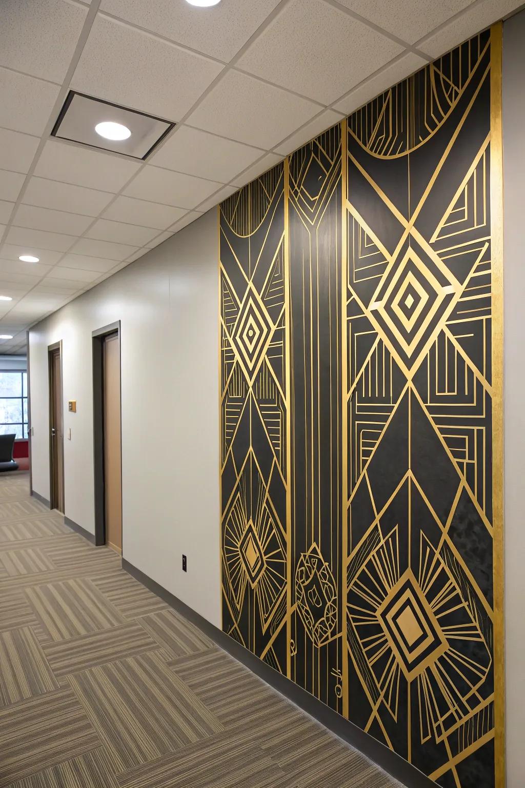 Add a touch of glamour by using Art Deco wall coverings.