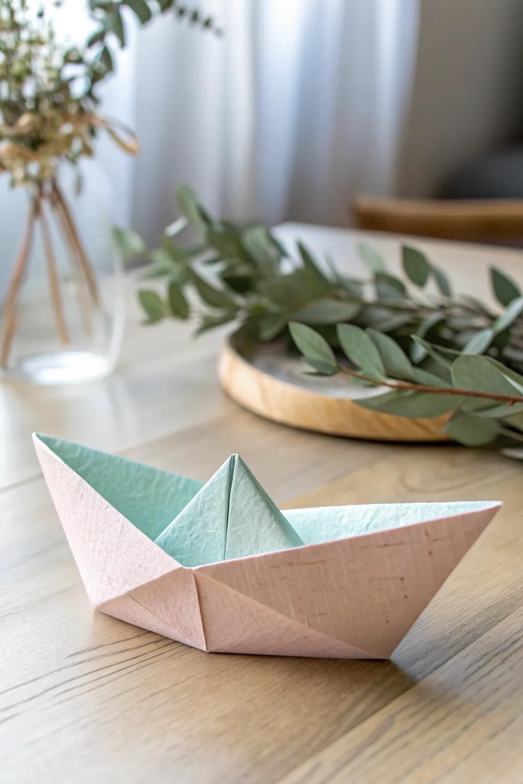 Sail into serenity with symbolic origami boats for Mother's Day.