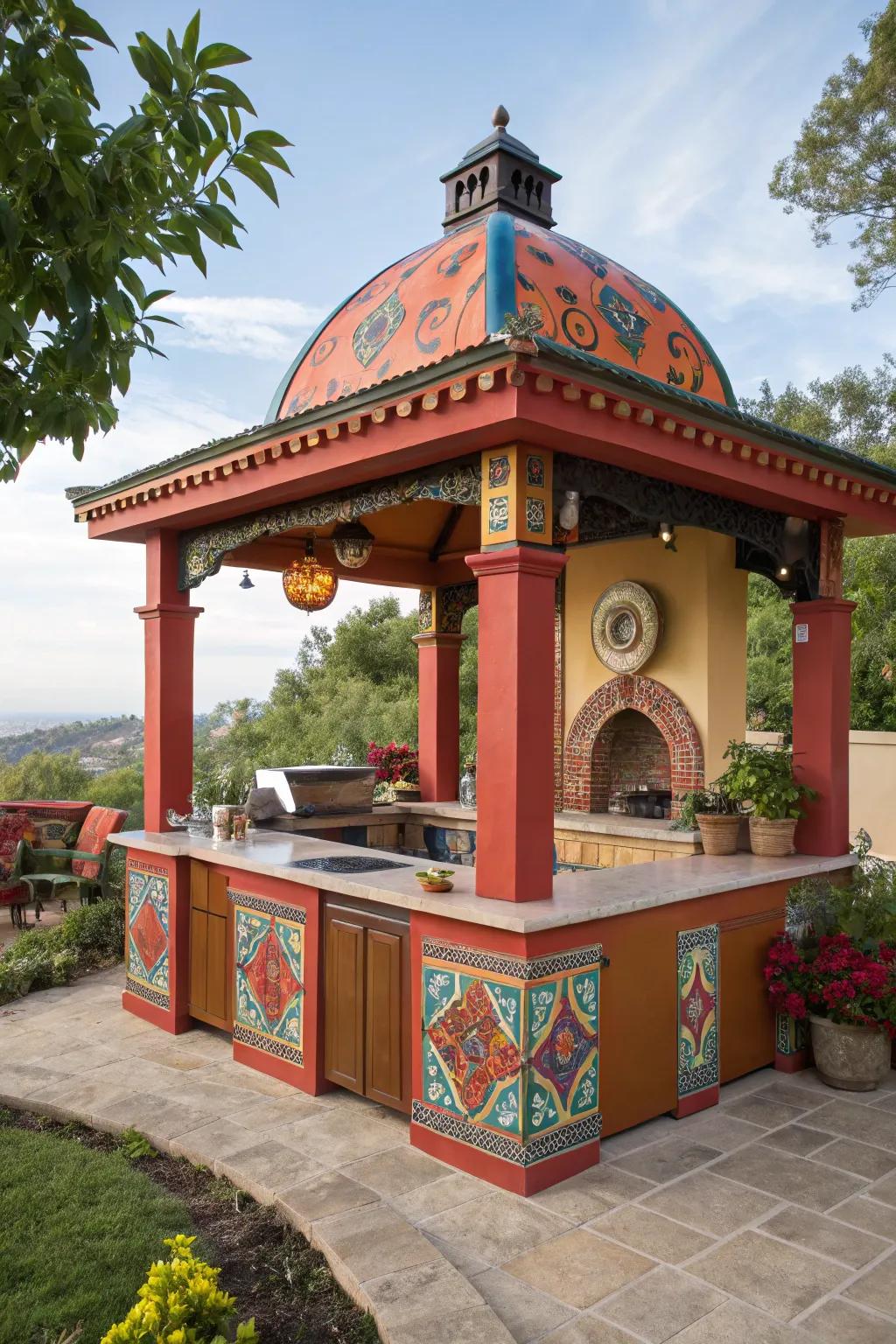 Make a proclamation with an artistic outdoor cooking gazebo.