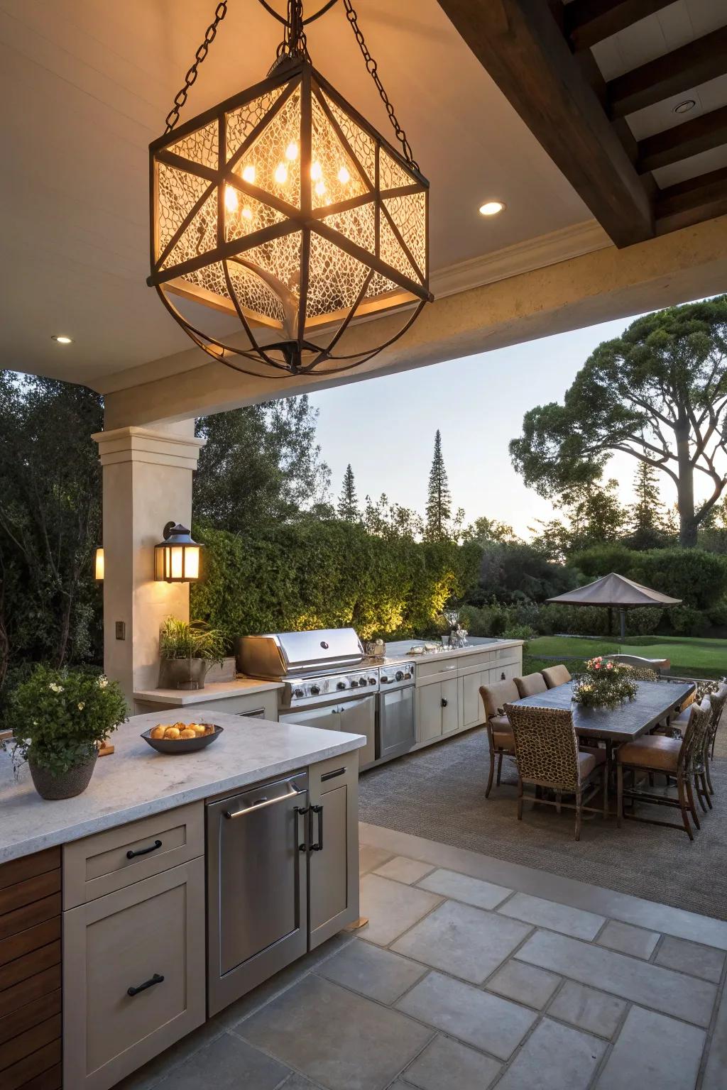 Oversized lights render a daring and striking declaration.