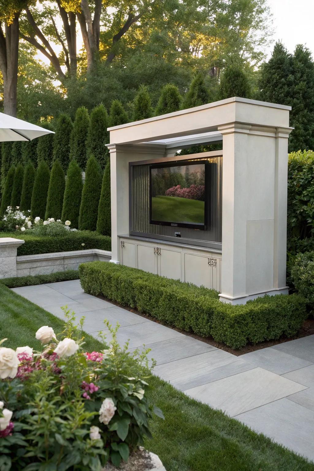 Transform your TV enclosure into an art piece using a creative design.