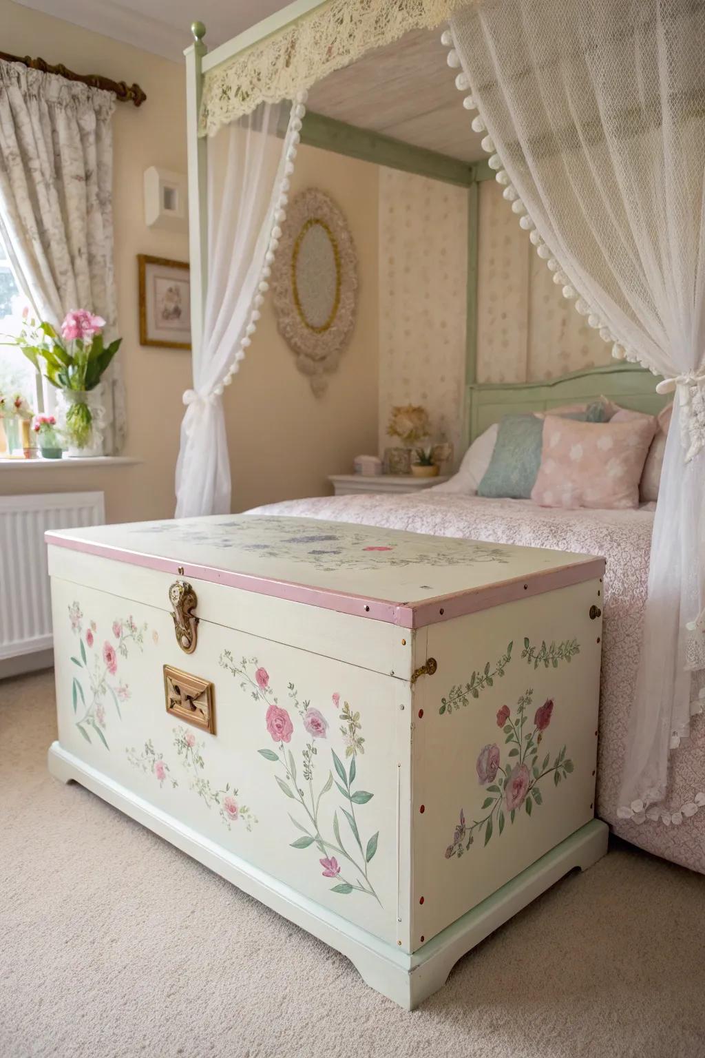 Cottage charm with soft pastel hues.