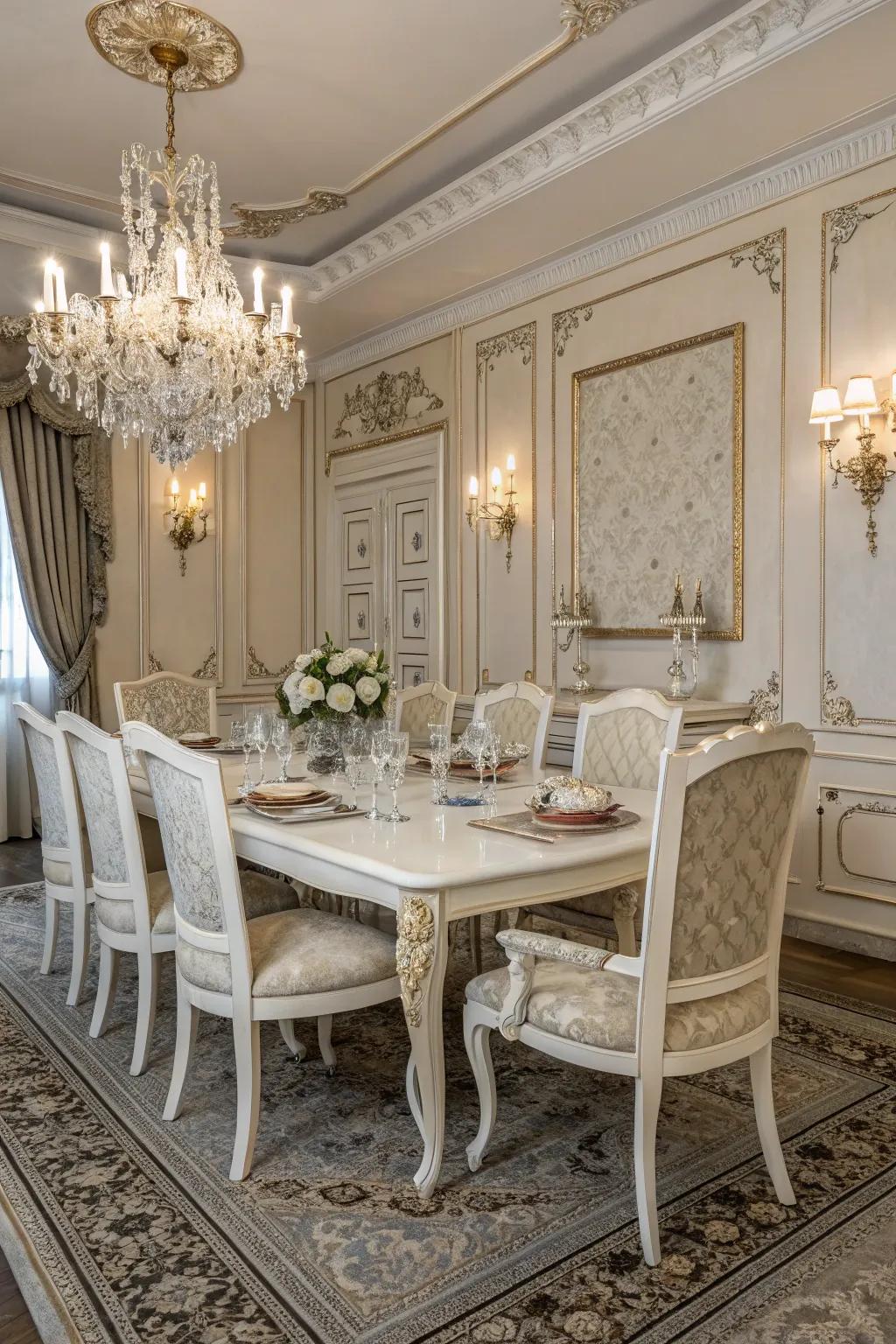 Antique white paint imparts enduring beauty to your dining table.